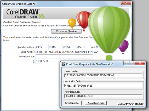 serial number corel draw x5
